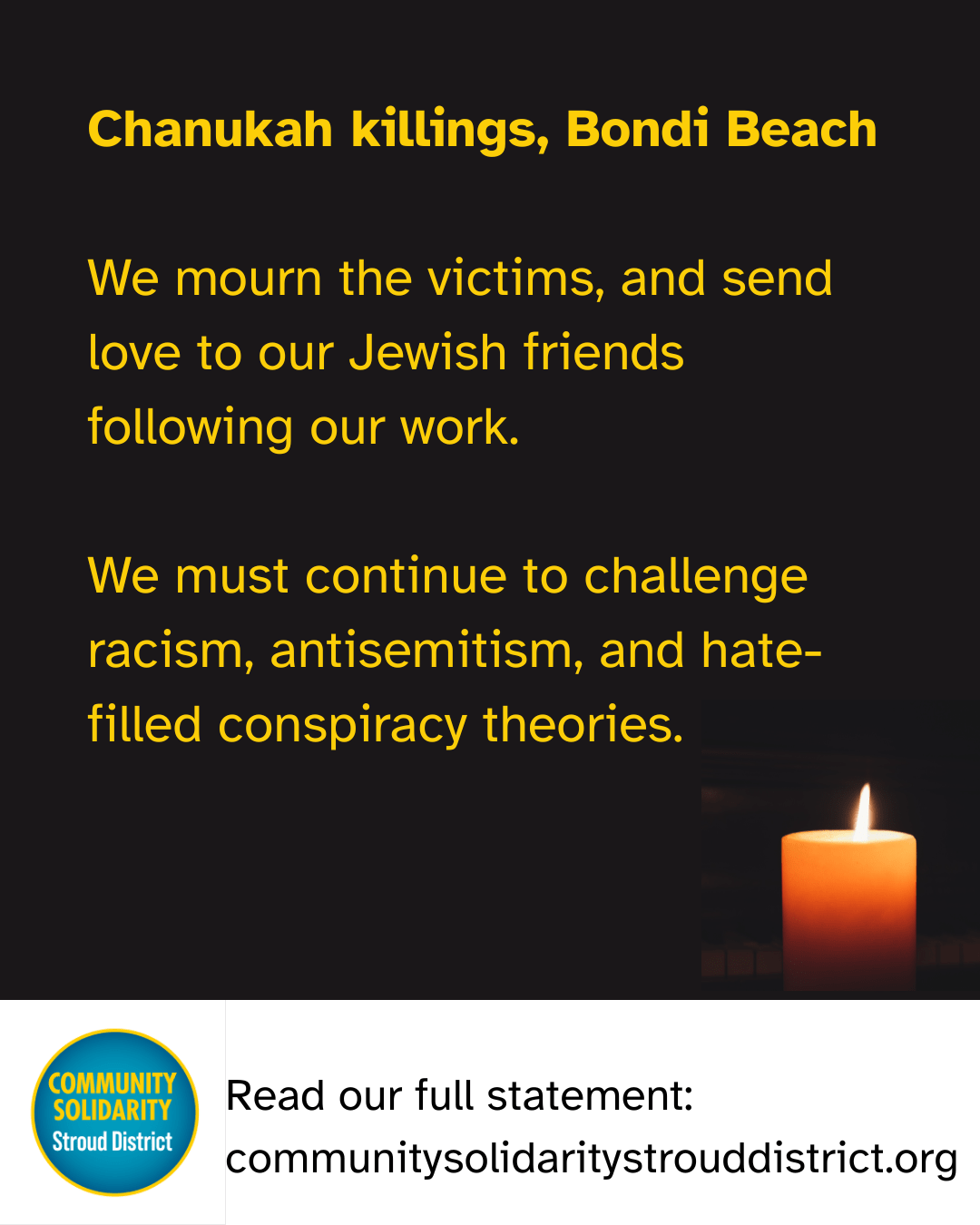 We mourn the victims, and send love to our Jewish friends following our work. We must continue to challenge racism, antisemitism, and hate-filled conspiracy theories.